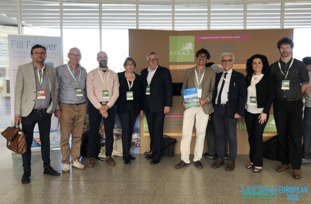 Dr. Pacteau (4th from left) and Dr. Leone (4th from right) at the 4th European Climate Change Adaptation Conference (ECCA) (Lisbon 2019) (Source: UCCRN European Hub Multimedia, http://www.uccrn-europe.org/lisbon-may-28-2019).
