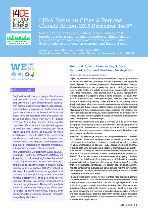 Cover of LPAA Focus on Cities & Regions Climate Action