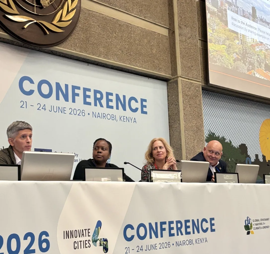 Panelists speaking at the conference. Dr. Gian Delgado Carlo Ramos, Dr. Obakeng Molelu, Dr. Diana Reckien, and Dr. Nicola Tollin.