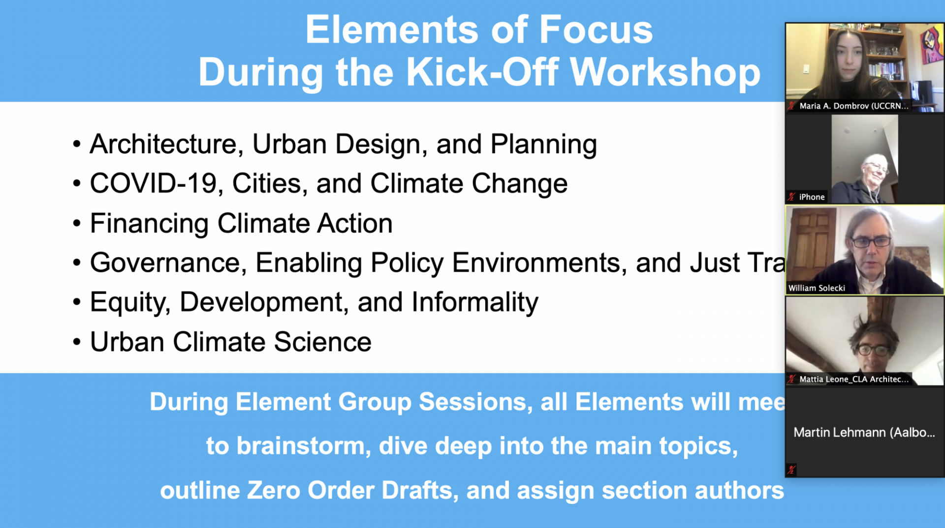 Elements of Focus During the Kick-Off Workshop