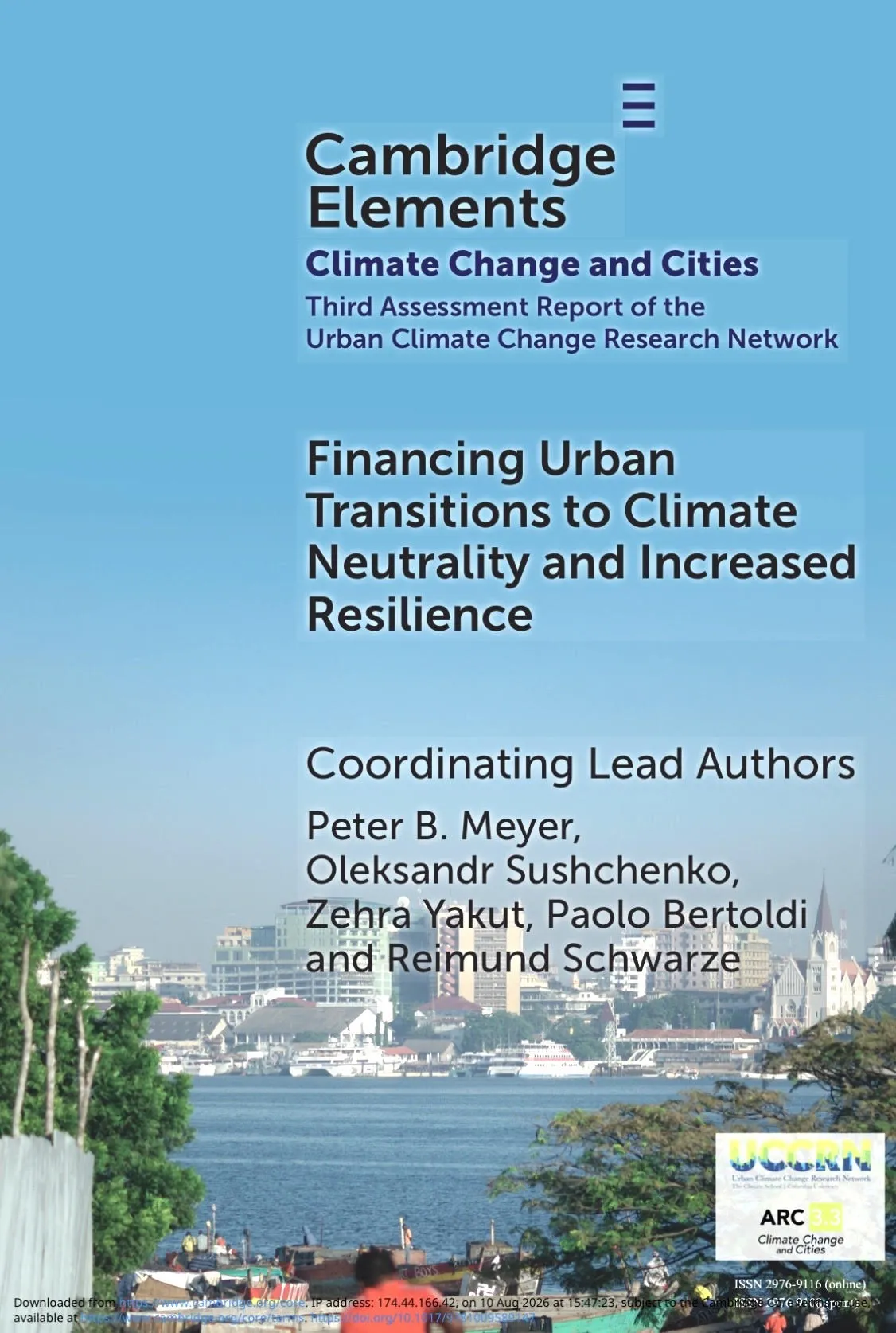 Cover page of the ARC3.3 “Financing Urban Transitions to Climate Neutrality and Increased Resilience in Cities” Element, displaying the title and author's names.